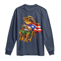Funny Coqui Frog Puerto Rico Flag Long Sleeve Shirt Puerto Rican Taino Boricua Hispanic