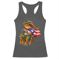 Funny Coqui Frog Puerto Rico Flag Racerback Tank Top Puerto Rican Taino Boricua Hispanic
