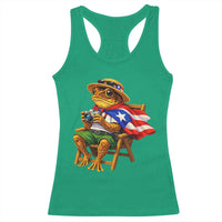 Funny Coqui Frog Puerto Rico Flag Racerback Tank Top Puerto Rican Taino Boricua Hispanic