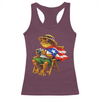 Funny Coqui Frog Puerto Rico Flag Racerback Tank Top Puerto Rican Taino Boricua Hispanic