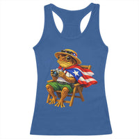 Funny Coqui Frog Puerto Rico Flag Racerback Tank Top Puerto Rican Taino Boricua Hispanic