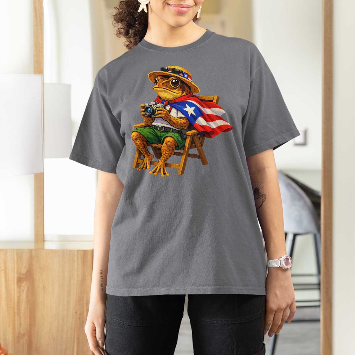 Funny Coqui Frog Puerto Rico Flag T Shirt For Women Puerto Rican Taino Boricua Hispanic
