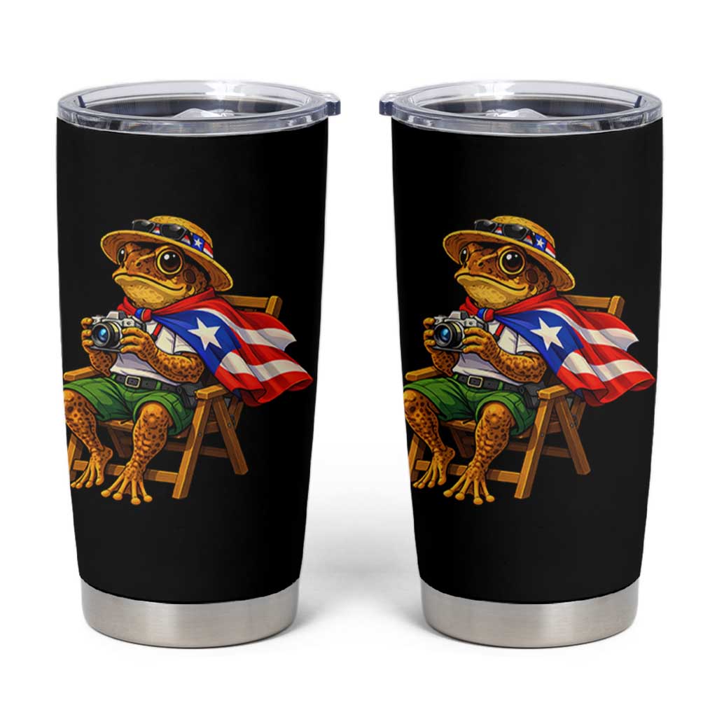 Funny Coqui Frog Puerto Rico Flag Tumbler Cup Puerto Rican Taino Boricua Hispanic