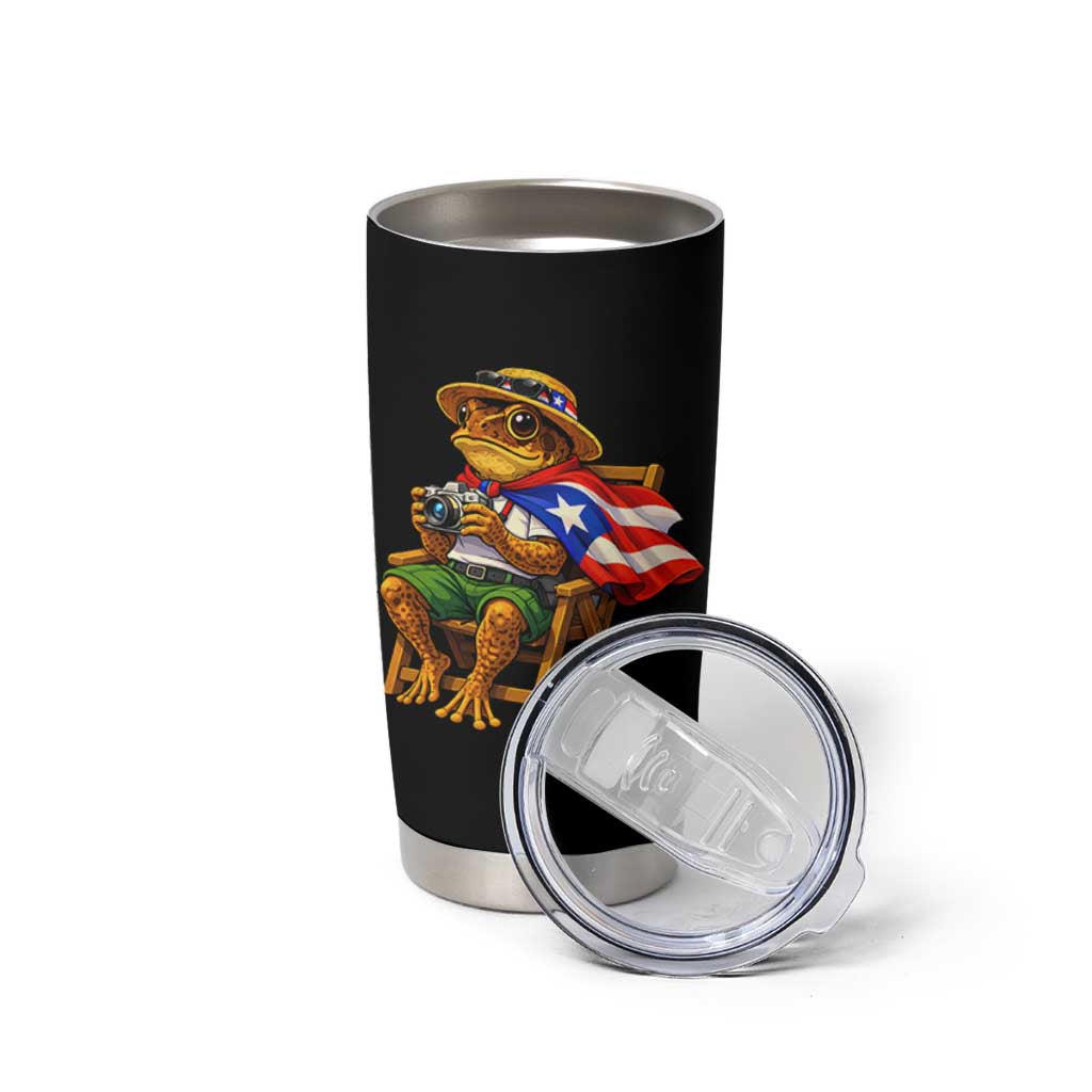Funny Coqui Frog Puerto Rico Flag Tumbler Cup Puerto Rican Taino Boricua Hispanic
