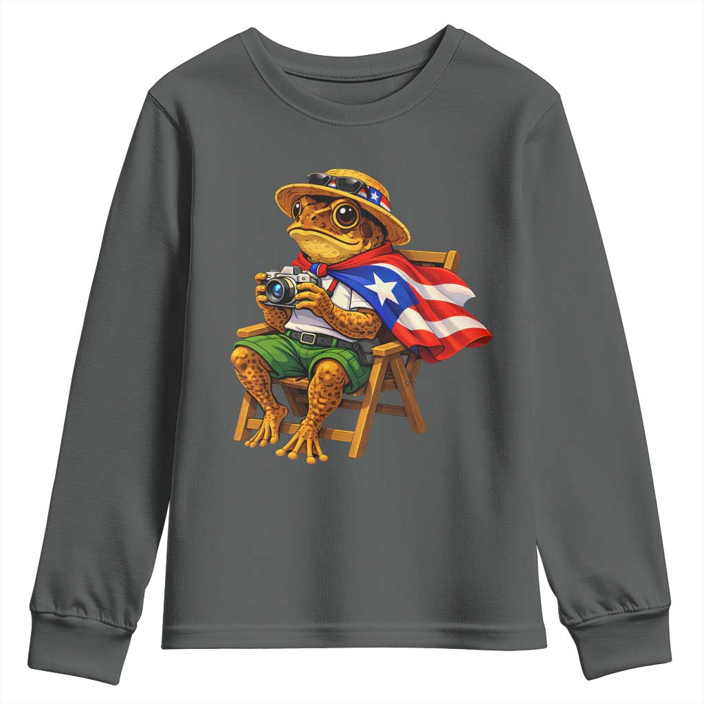 Funny Coqui Frog Puerto Rico Flag Youth Sweatshirt Puerto Rican Taino Boricua Hispanic