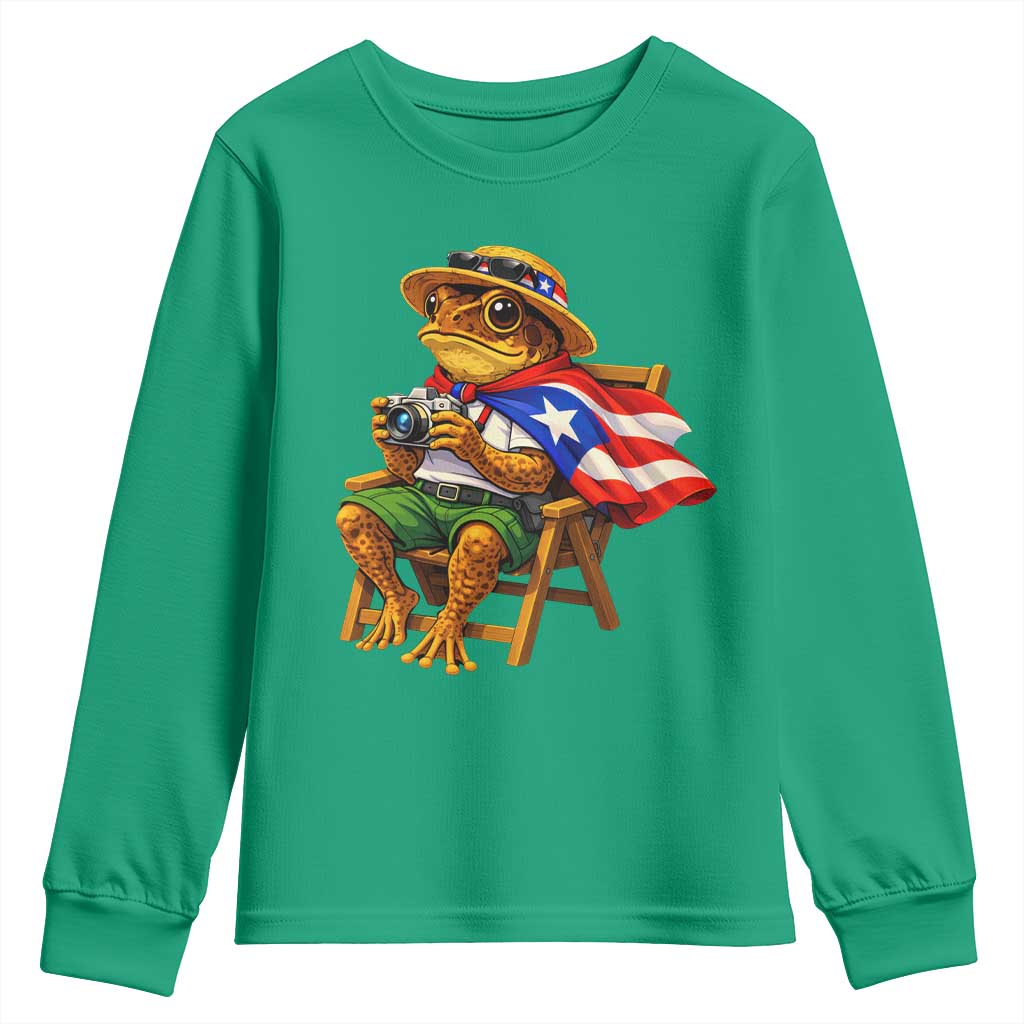 Funny Coqui Frog Puerto Rico Flag Youth Sweatshirt Puerto Rican Taino Boricua Hispanic