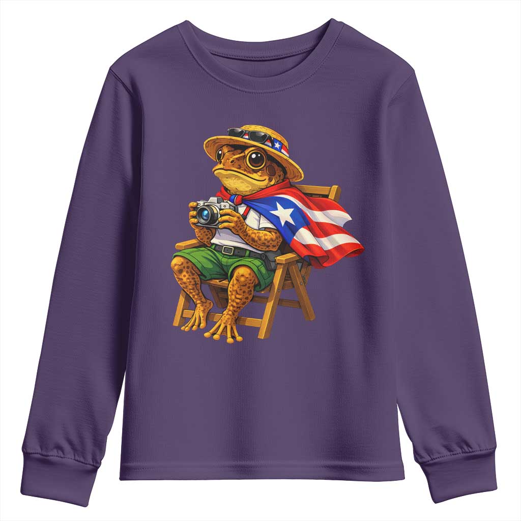 Funny Coqui Frog Puerto Rico Flag Youth Sweatshirt Puerto Rican Taino Boricua Hispanic