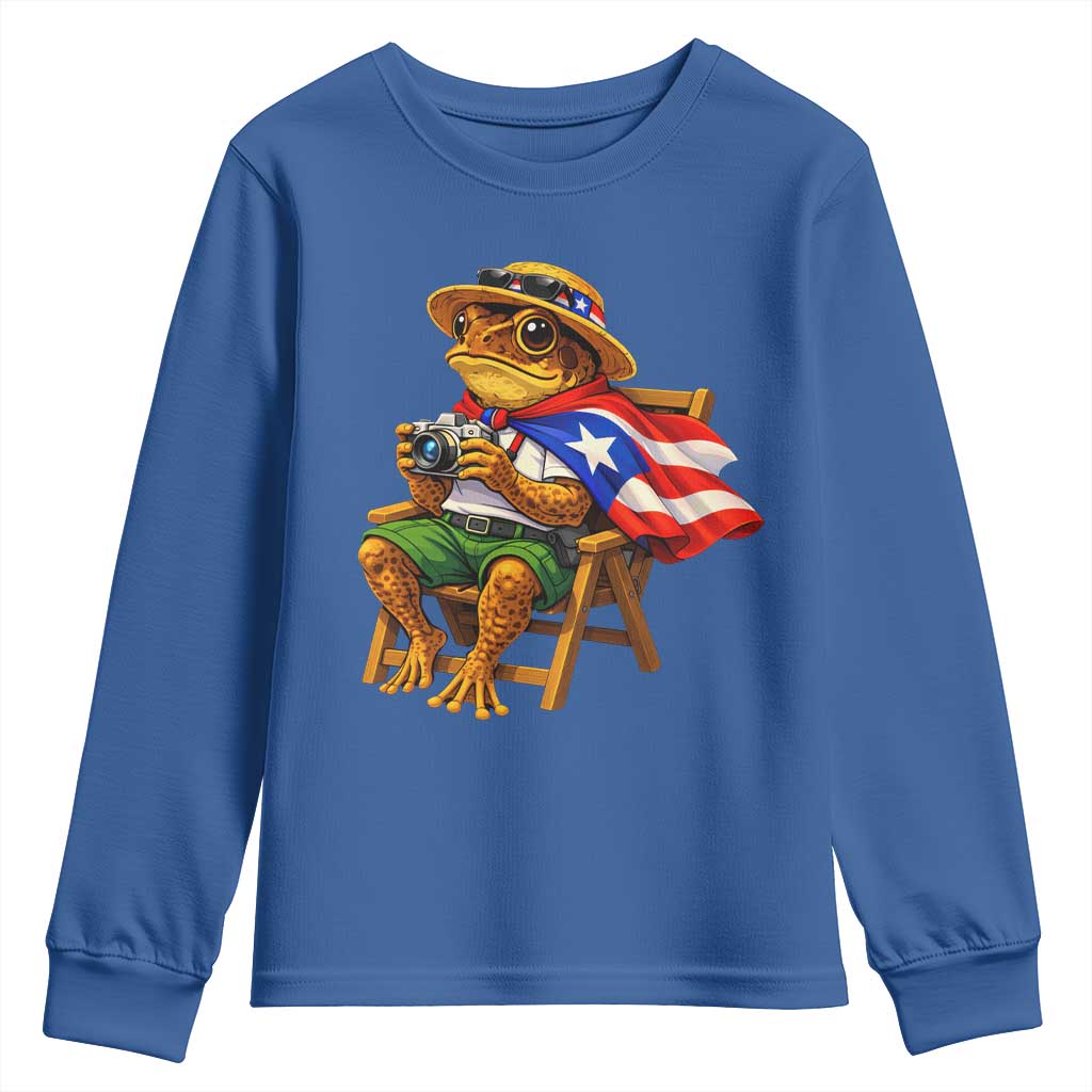 Funny Coqui Frog Puerto Rico Flag Youth Sweatshirt Puerto Rican Taino Boricua Hispanic