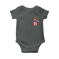 Funny Coqui Frog Puerto Rico Flag Baby Onesie Puerto Rican Taino Buricua Pocket Borinquen
