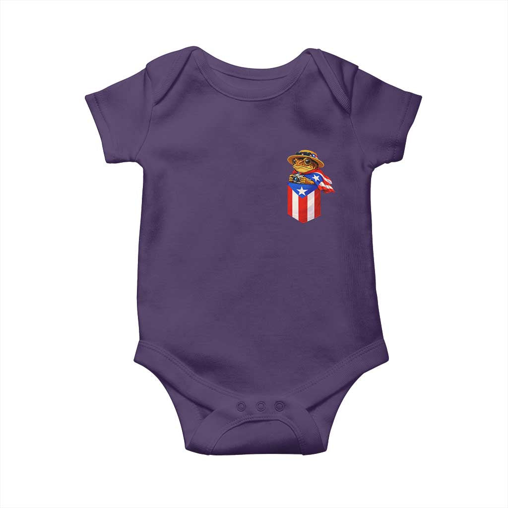 Funny Coqui Frog Puerto Rico Flag Baby Onesie Puerto Rican Taino Buricua Pocket Borinquen