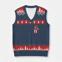 Funny Coqui Frog Puerto Rico Flag V-Neck Knit Sweater Vest Puerto Rican Taino Buricua Pocket Borinquen