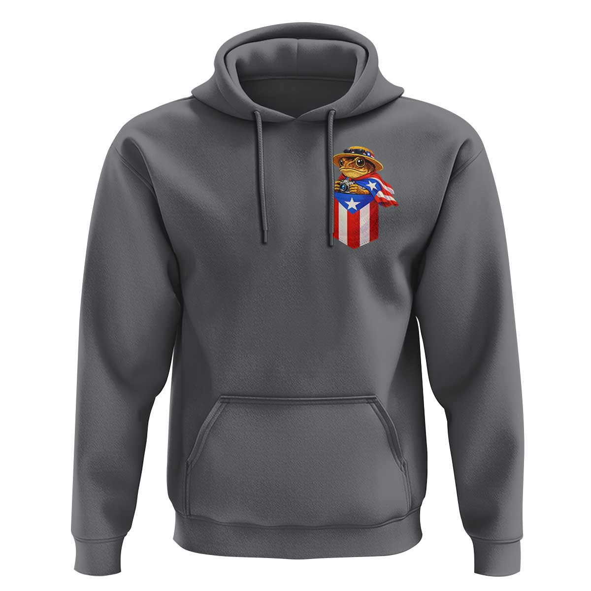 Funny Coqui Frog Puerto Rico Flag Hoodie Puerto Rican Taino Buricua Pocket Borinquen