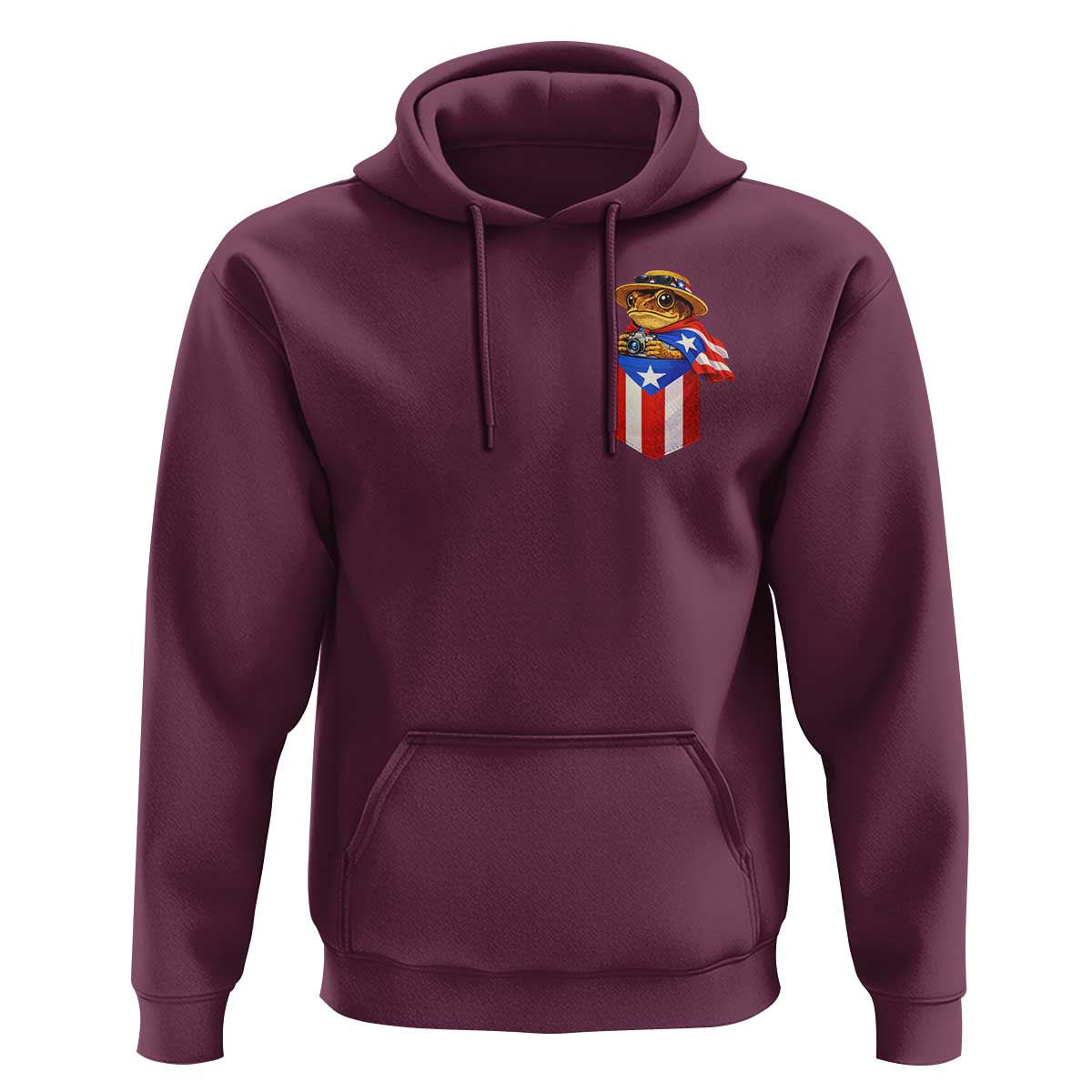 Funny Coqui Frog Puerto Rico Flag Hoodie Puerto Rican Taino Buricua Pocket Borinquen