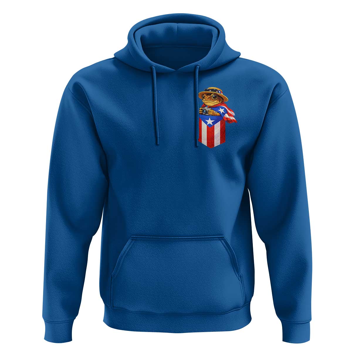 Funny Coqui Frog Puerto Rico Flag Hoodie Puerto Rican Taino Buricua Pocket Borinquen