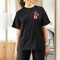 Funny Coqui Frog Puerto Rico Flag T Shirt For Women Puerto Rican Taino Buricua Pocket Borinquen