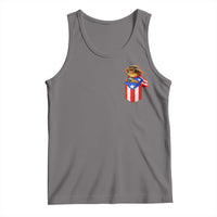 Funny Coqui Frog Puerto Rico Flag Tank Top Puerto Rican Taino Buricua Pocket Borinquen