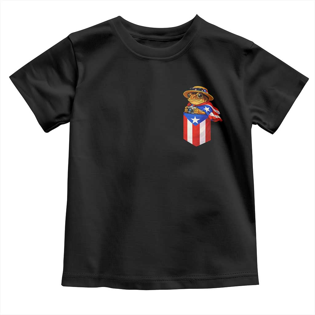 Funny Coqui Frog Puerto Rico Flag Toddler T Shirt Puerto Rican Taino Buricua Pocket Borinquen