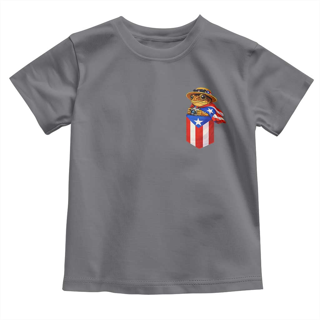 Funny Coqui Frog Puerto Rico Flag Toddler T Shirt Puerto Rican Taino Buricua Pocket Borinquen