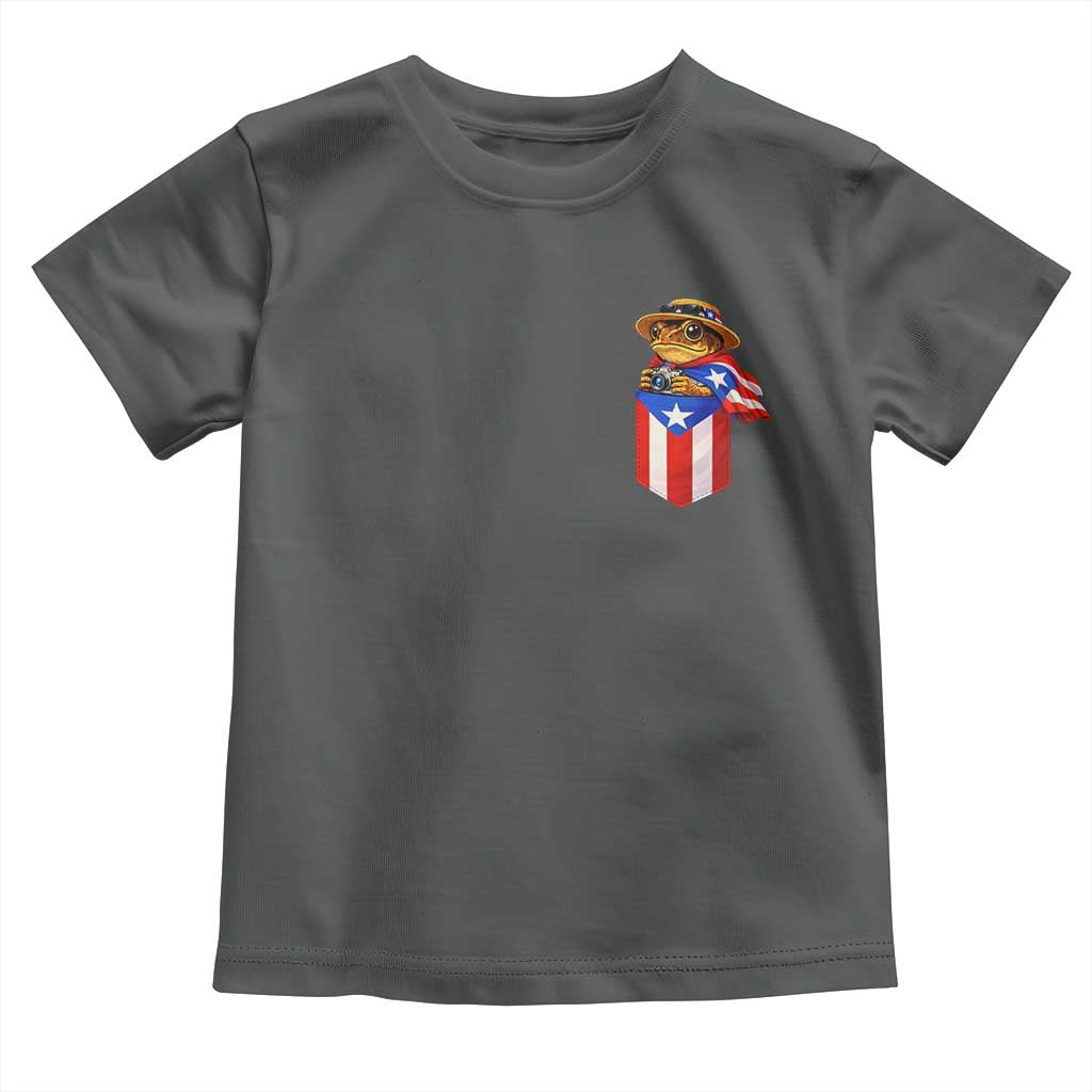 Funny Coqui Frog Puerto Rico Flag Toddler T Shirt Puerto Rican Taino Buricua Pocket Borinquen