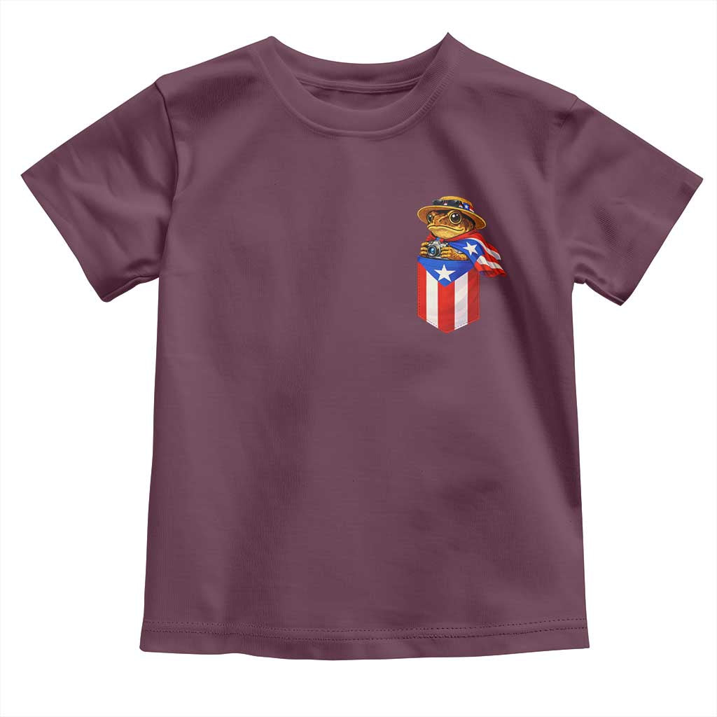 Funny Coqui Frog Puerto Rico Flag Toddler T Shirt Puerto Rican Taino Buricua Pocket Borinquen