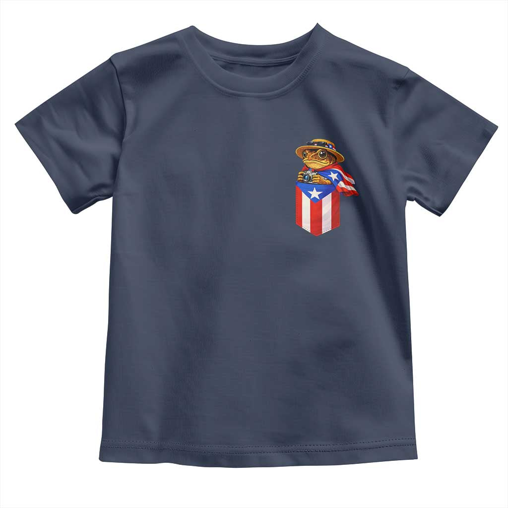 Funny Coqui Frog Puerto Rico Flag Toddler T Shirt Puerto Rican Taino Buricua Pocket Borinquen