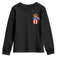 Funny Coqui Frog Puerto Rico Flag Youth Sweatshirt Puerto Rican Taino Buricua Pocket Borinquen