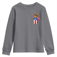 Funny Coqui Frog Puerto Rico Flag Youth Sweatshirt Puerto Rican Taino Buricua Pocket Borinquen