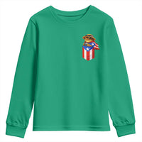 Funny Coqui Frog Puerto Rico Flag Youth Sweatshirt Puerto Rican Taino Buricua Pocket Borinquen