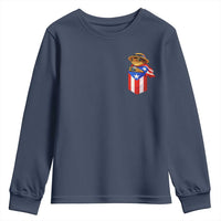 Funny Coqui Frog Puerto Rico Flag Youth Sweatshirt Puerto Rican Taino Buricua Pocket Borinquen