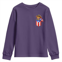 Funny Coqui Frog Puerto Rico Flag Youth Sweatshirt Puerto Rican Taino Buricua Pocket Borinquen