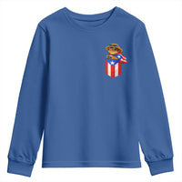 Funny Coqui Frog Puerto Rico Flag Youth Sweatshirt Puerto Rican Taino Buricua Pocket Borinquen