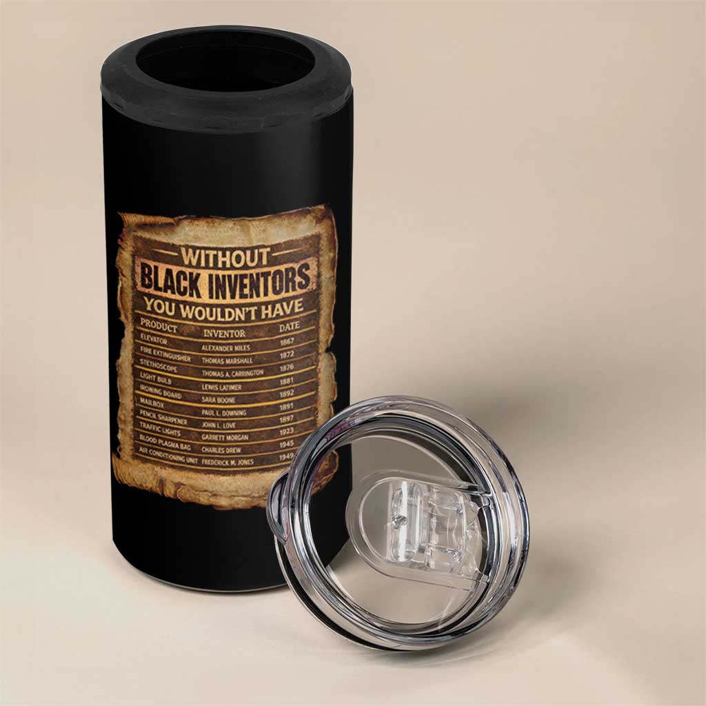 Black Inventors 4 in 1 Can Cooler Tumbler Afro African Melanin Black History Month Juneteenth