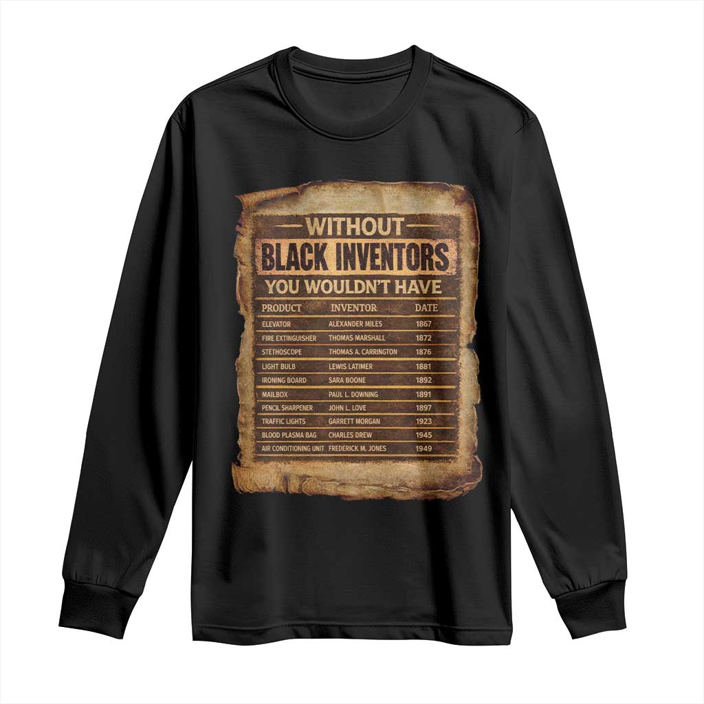 Black Inventors Long Sleeve Shirt Afro African Melanin Black History Month Juneteenth