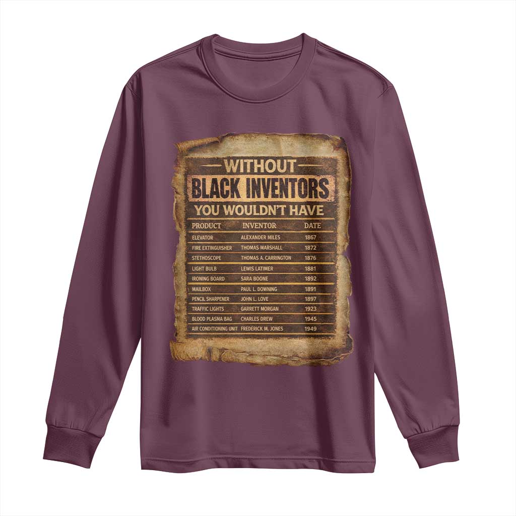 Black Inventors Long Sleeve Shirt Afro African Melanin Black History Month Juneteenth