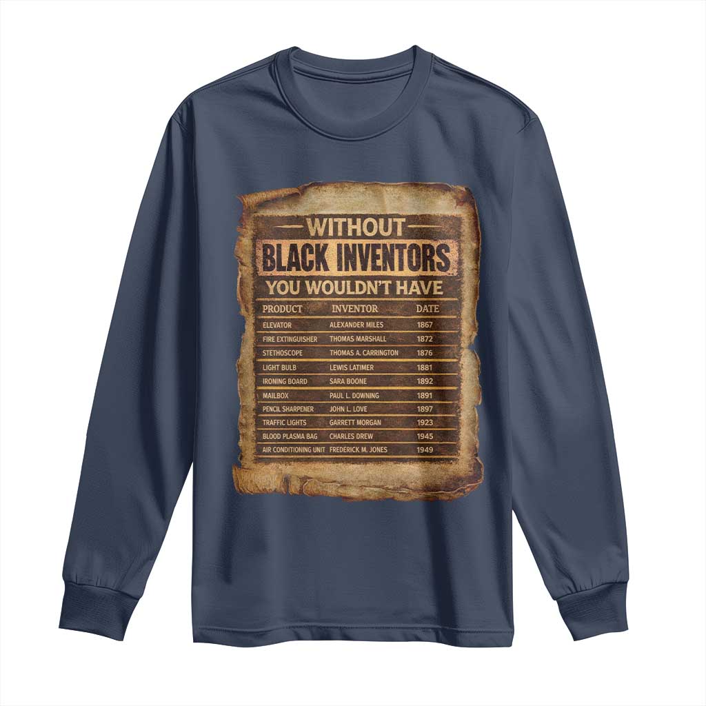 Black Inventors Long Sleeve Shirt Afro African Melanin Black History Month Juneteenth