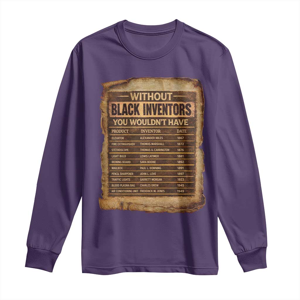 Black Inventors Long Sleeve Shirt Afro African Melanin Black History Month Juneteenth