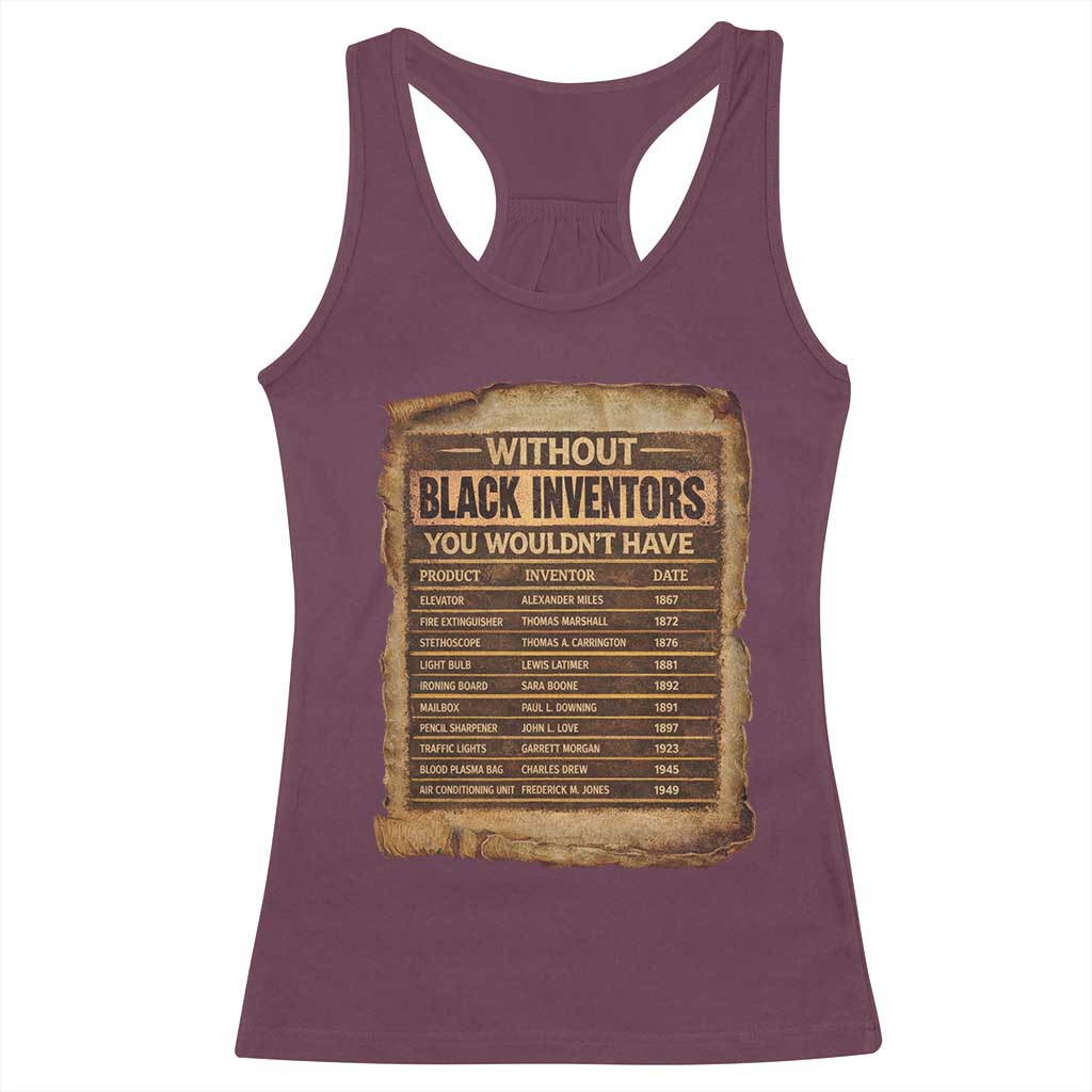Black Inventors Racerback Tank Top Afro African Melanin Black History Month Juneteenth