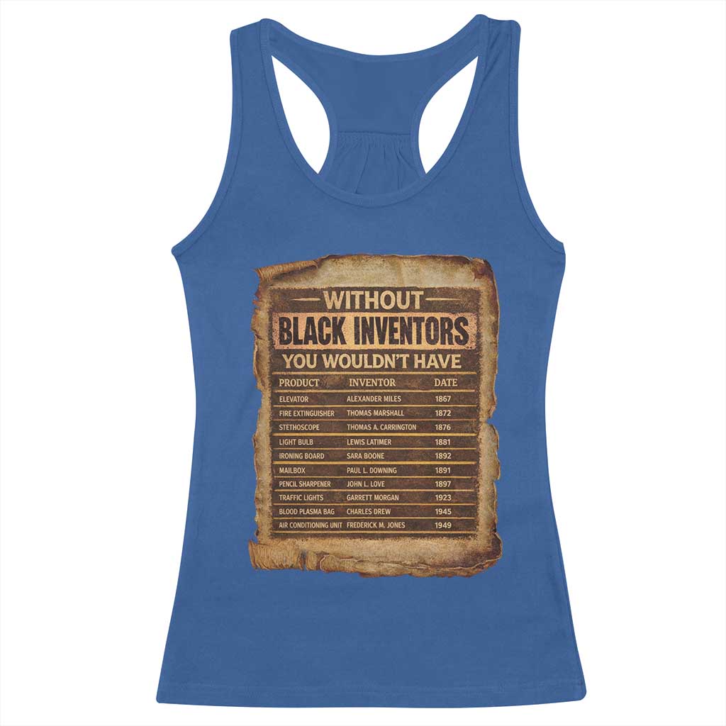 Black Inventors Racerback Tank Top Afro African Melanin Black History Month Juneteenth