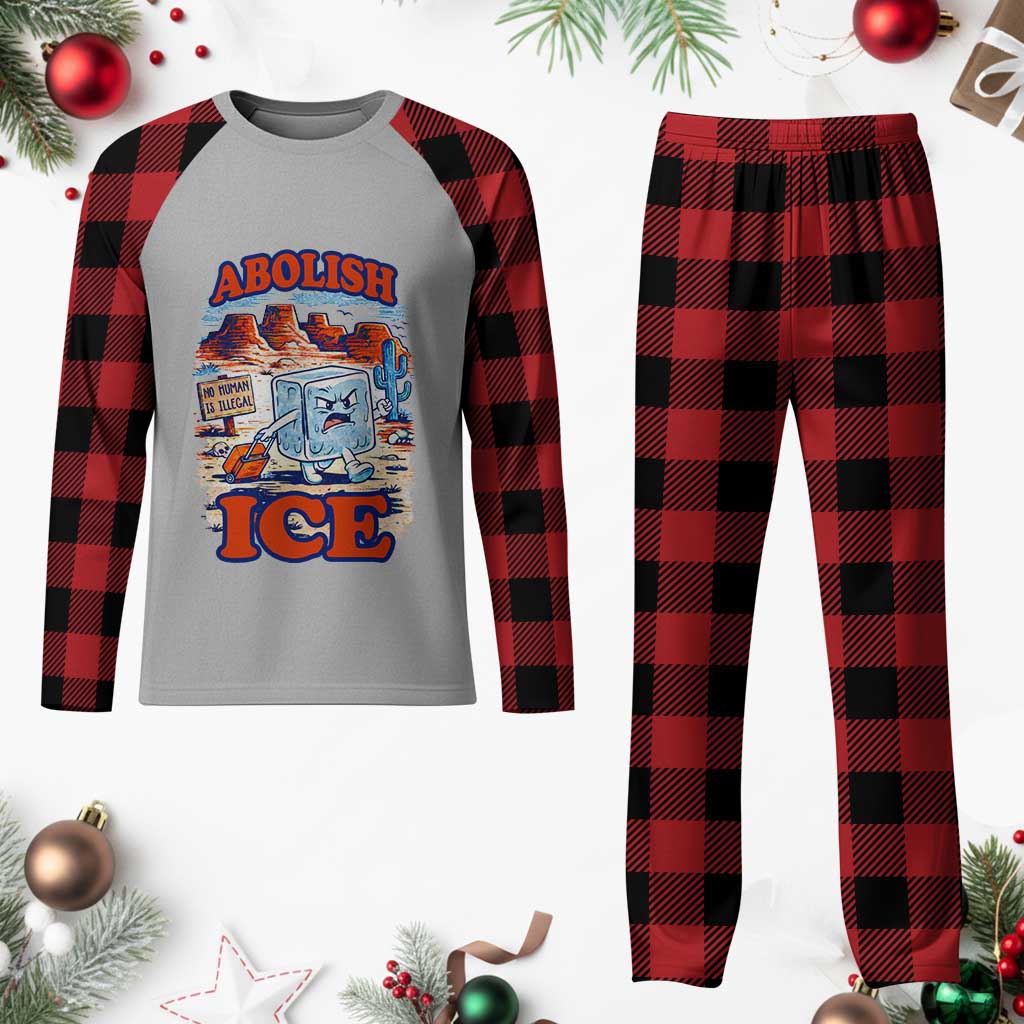 Abolish Ice Protest Plaid Pajama Set Retro Protest No Human Is Illegal