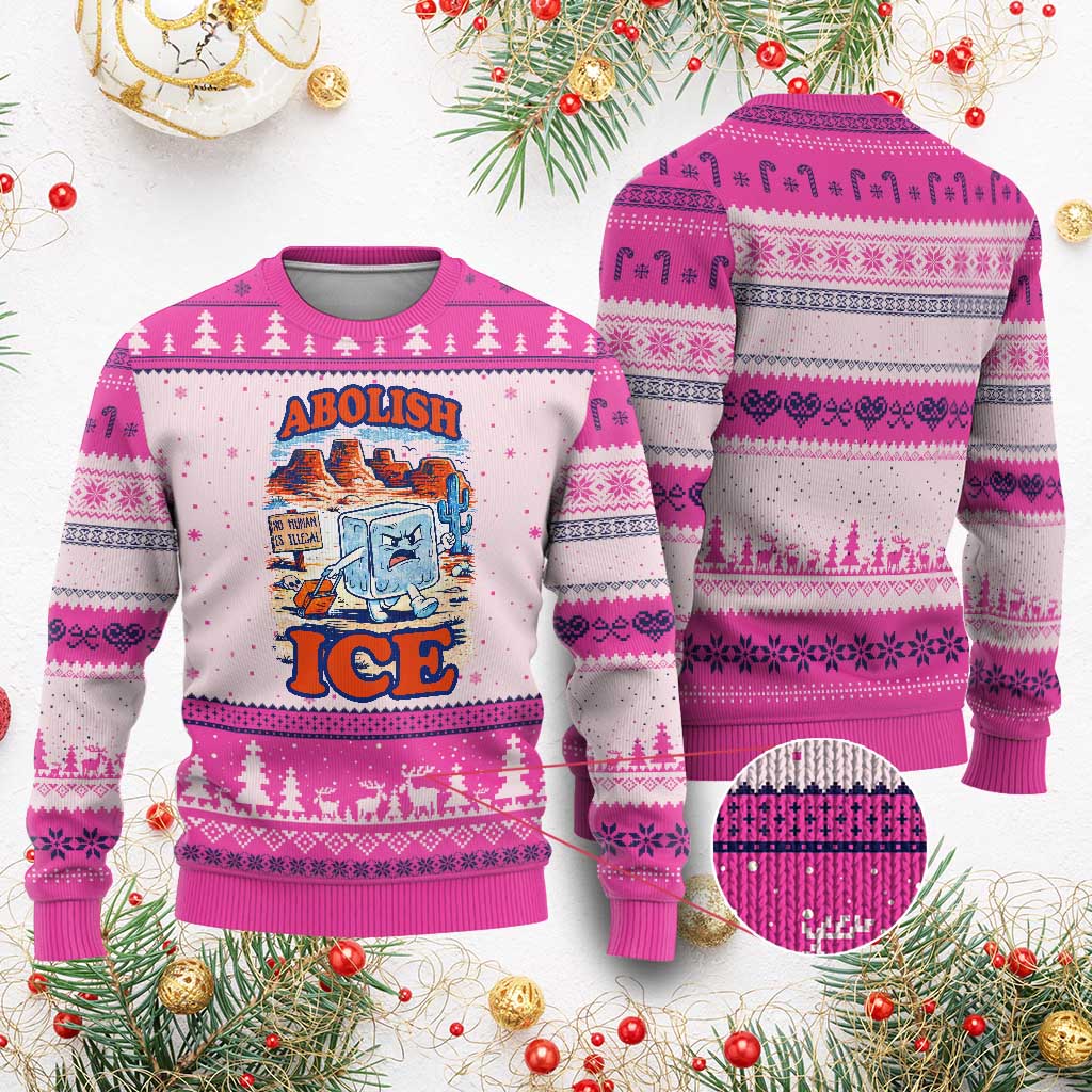 Abolish Ice Protest Ugly Christmas Sweater Retro Protest No Human Is Illegal