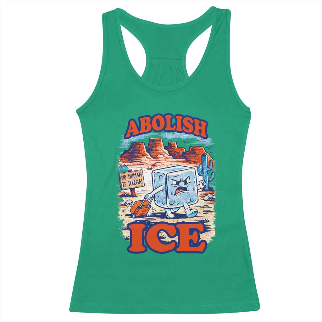Abolish Ice Protest Racerback Tank Top Retro Protest No Human Is Illegal