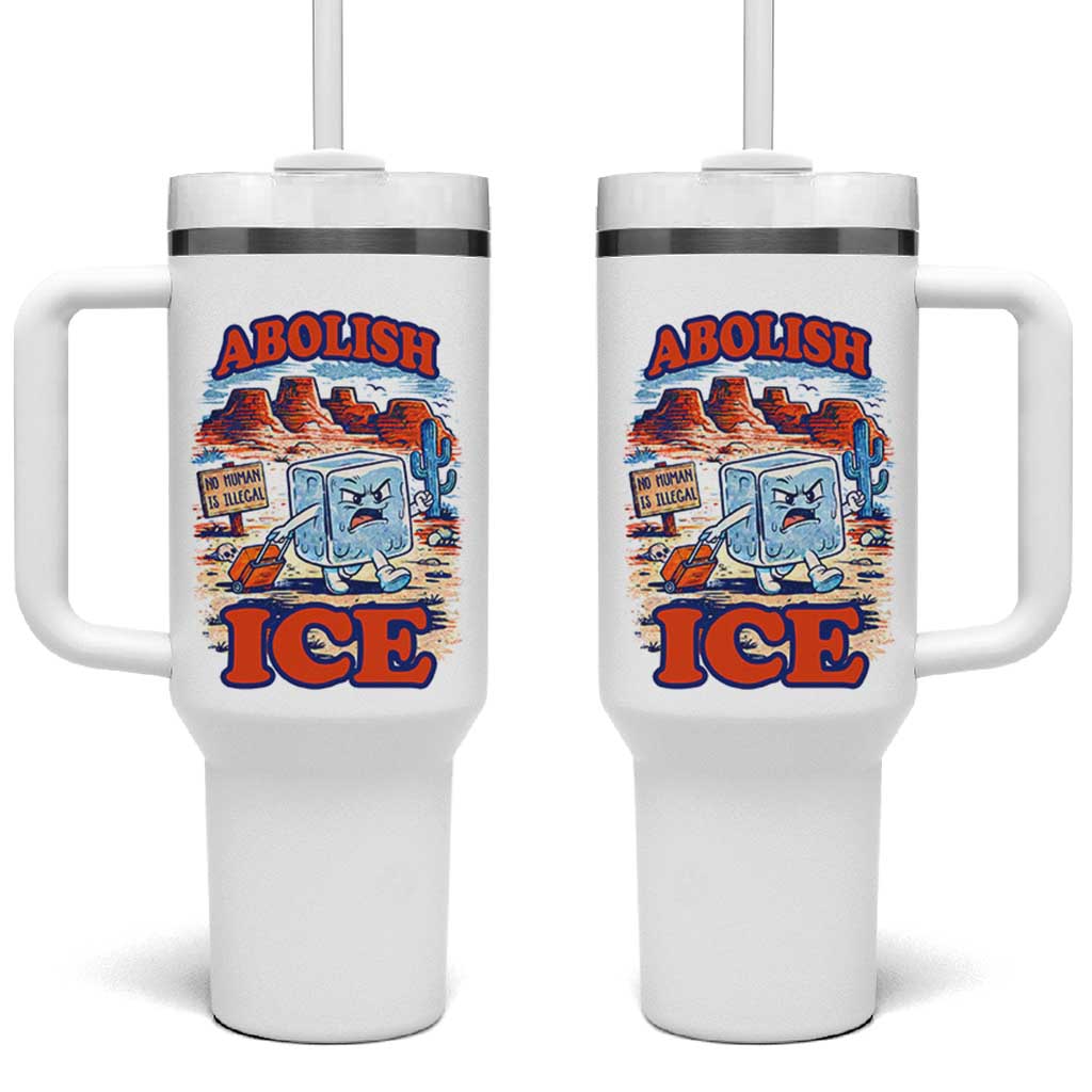 Abolish Ice Protest Tumbler With Handle Retro Protest No Human Is Illegal