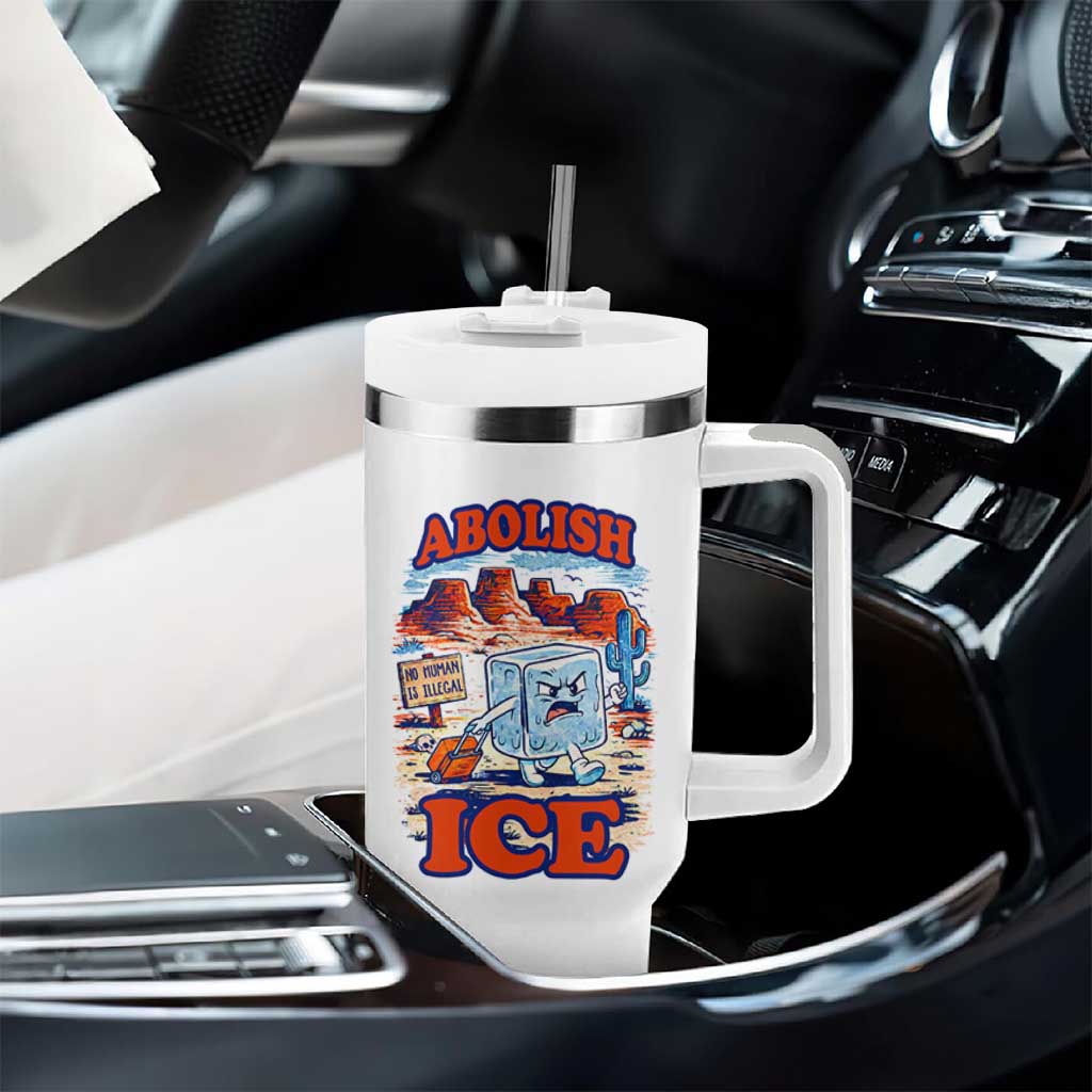 Abolish Ice Protest Tumbler With Handle Retro Protest No Human Is Illegal