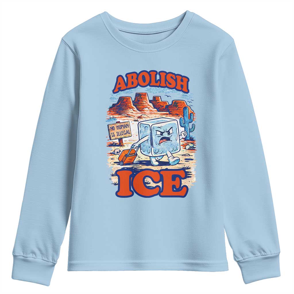 Abolish Ice Protest Youth Sweatshirt Retro Protest No Human Is Illegal