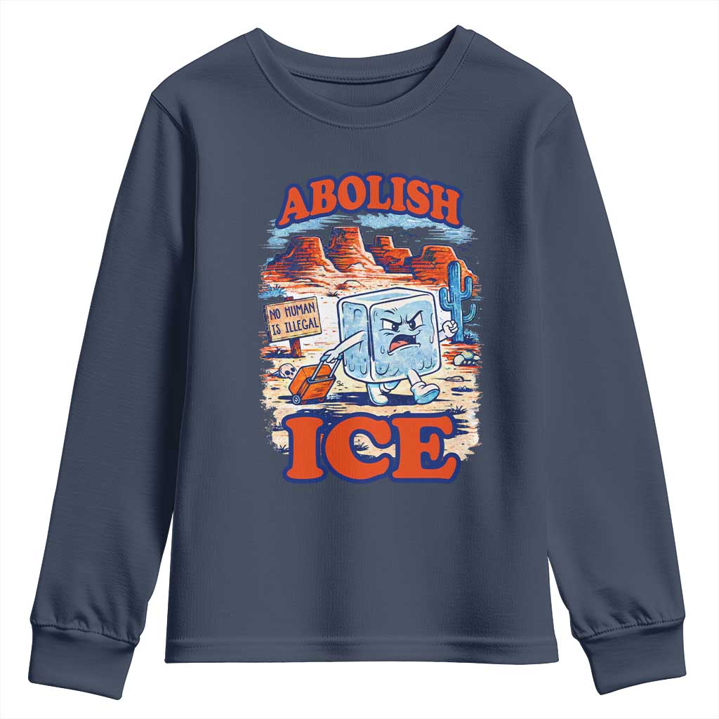 Abolish Ice Protest Youth Sweatshirt Retro Protest No Human Is Illegal