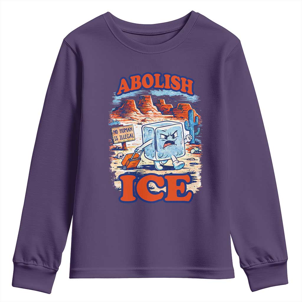 Abolish Ice Protest Youth Sweatshirt Retro Protest No Human Is Illegal