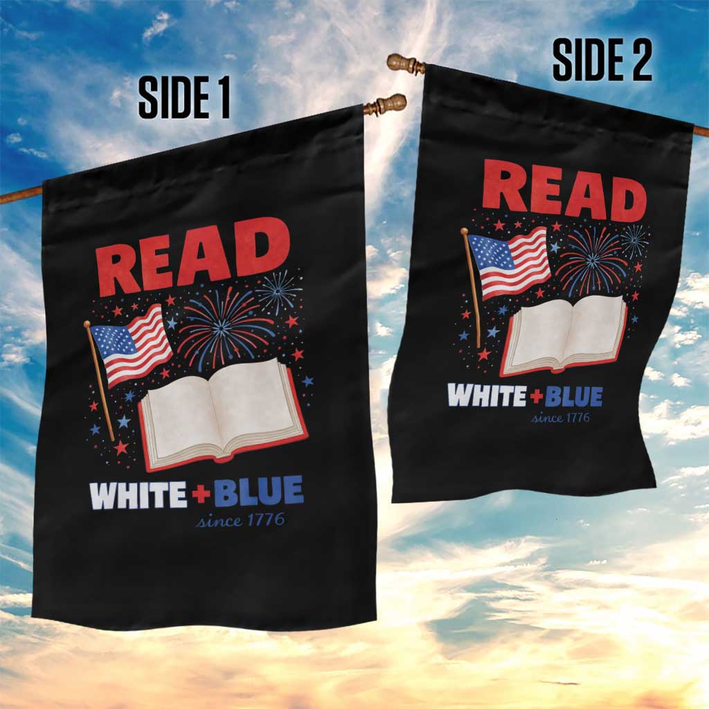 Patriotic Bookish 4th Of July Read White Blue Since 1776 Garden Flag