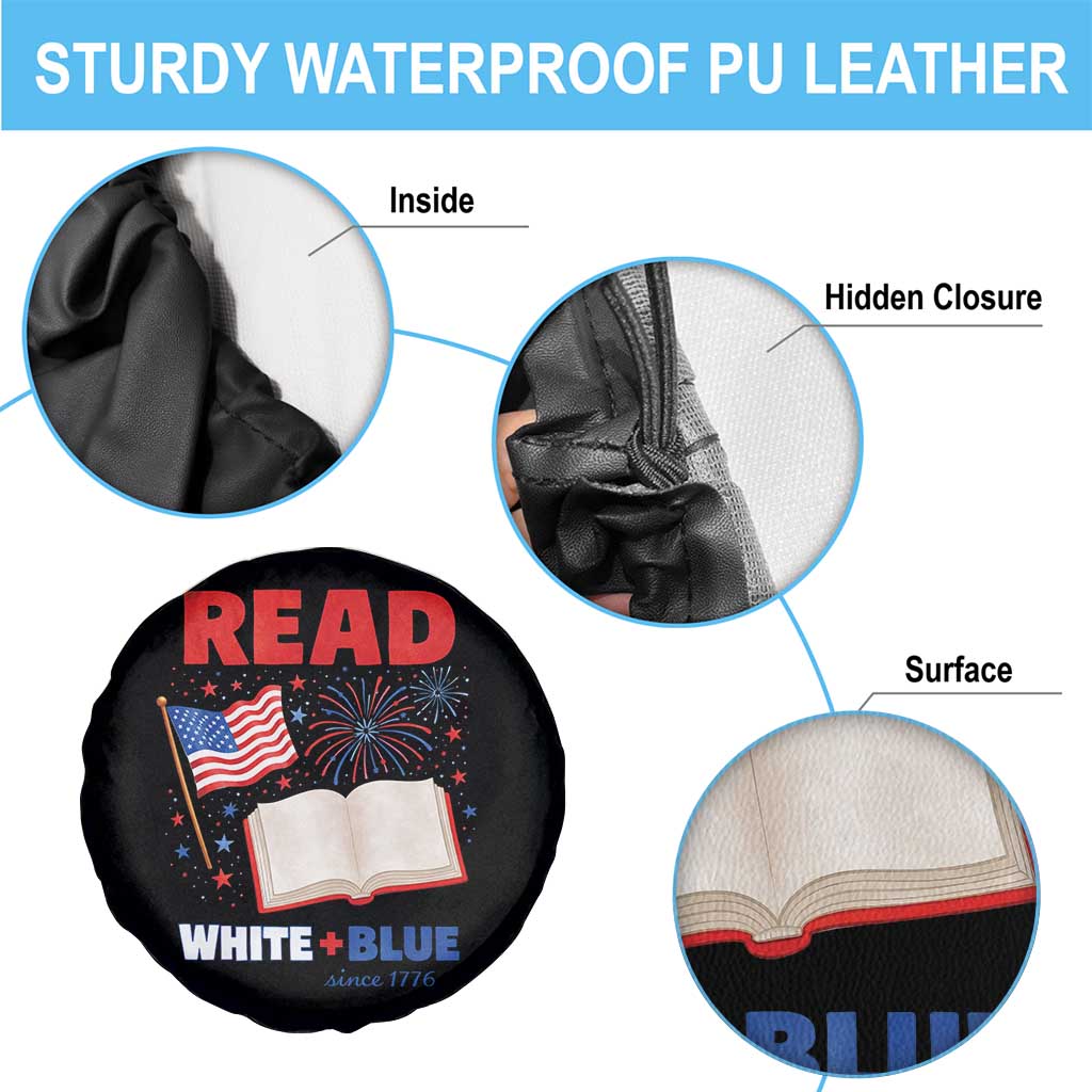 Patriotic Bookish 4th Of July Read White Blue Since 1776 Spare Tire Cover