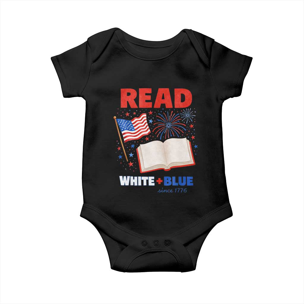 Patriotic Bookish 4th Of July Read White Blue Since 1776 Baby Onesie