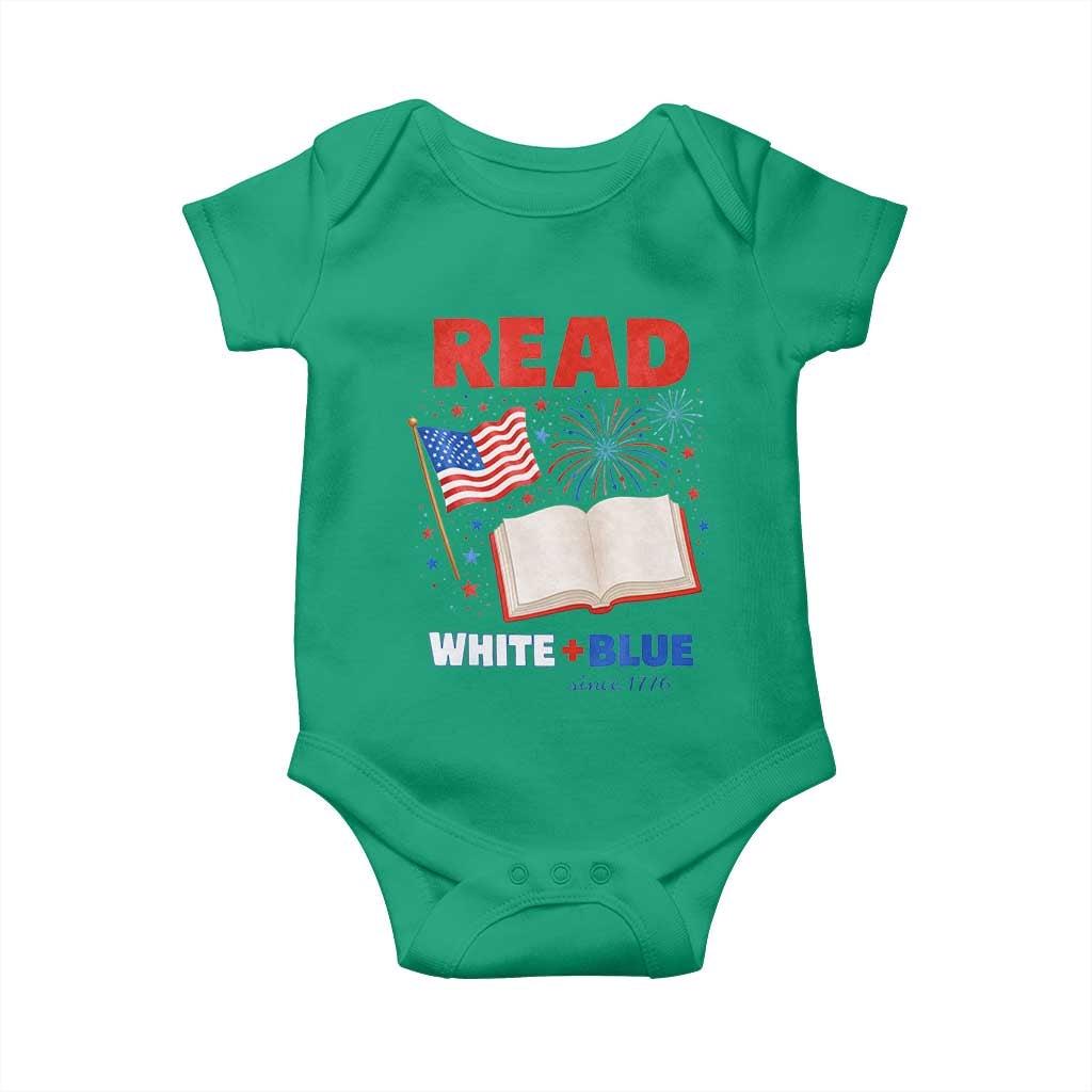 Patriotic Bookish 4th Of July Read White Blue Since 1776 Baby Onesie